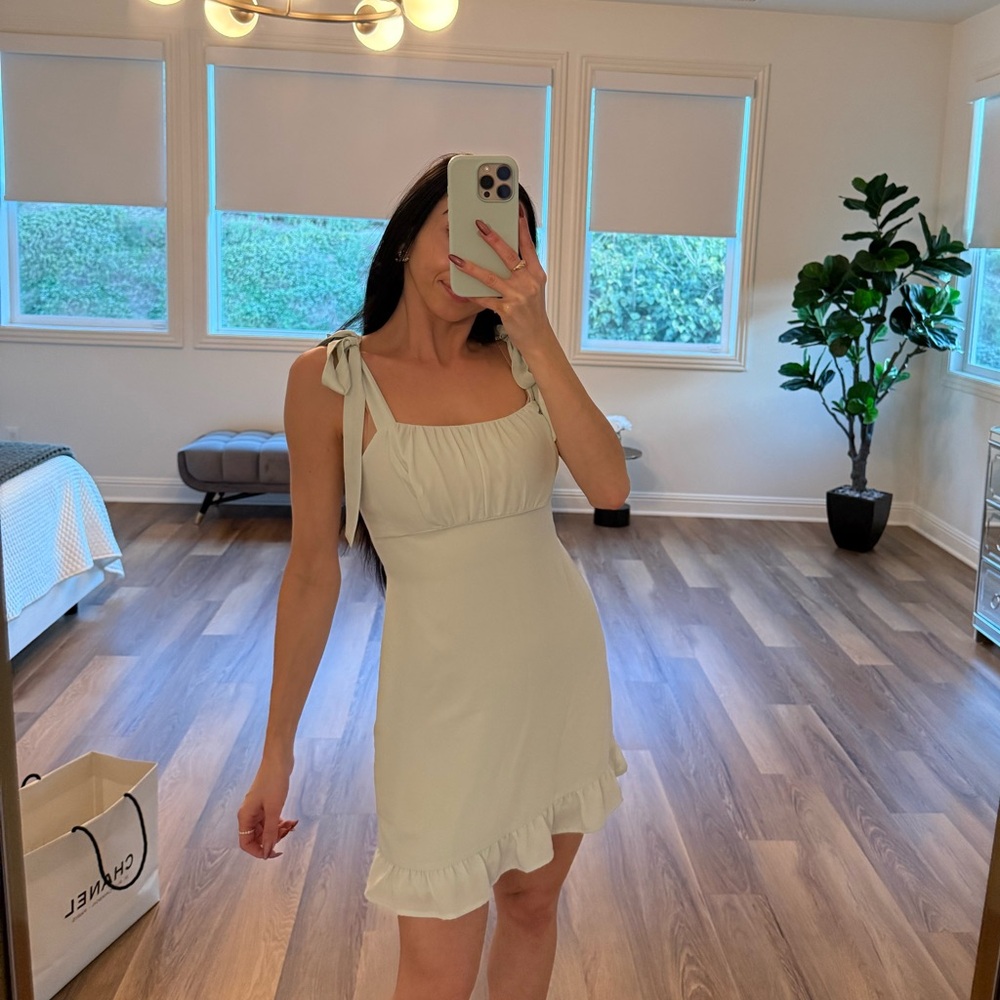 XXS Petite Light Green Mini Dress tie detail